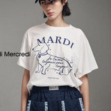 MARDI MERCREDI 2502 TSHIRT SWING THE TAIL DDANJI FLOWER CHOKER_IVORY NAVY