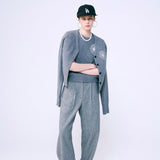 MARDI MERCREDI 2502 RACCOON BLENDED CARDIGAN V NECK_GREY IVORY