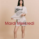 MARDI MERCREDI 2502 小雏菊百合三花短袖t恤 雾灰