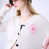 MARDI MERCREDI 2502 RACCOON BLENDED CARDIGAN V NECK_IVORY PINK