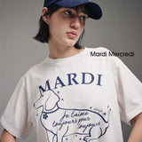 MARDI MERCREDI 2502 TSHIRT SWING THE TAIL DDANJI FLOWER CHOKER_IVORY NAVY
