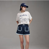 MARDI MERCREDI 2502 TSHIRT SWING THE TAIL DDANJI FLOWER CHOKER_IVORY NAVY