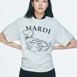 MARDI MERCREDI 2502 TSHIRT SWING THE TAIL DDANJI FLOWER CHOKER_OATMEAL BLACK