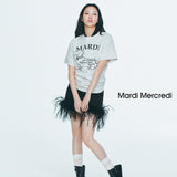 MARDI MERCREDI 2502 TSHIRT SWING THE TAIL DDANJI FLOWER CHOKER_OATMEAL BLACK