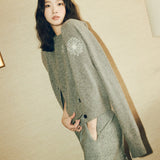 MARDI MERCREDI 2502 RACCOON BLENDED CARDIGAN V NECK_GREY IVORY