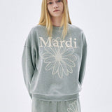MARDI MERCREDI 2502 SWEATSHIRT FLOWERMARDI NEEDLEWORK_GREY CREAM