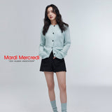 MARDI MERCREDI 2502 RACCOON BLENDED CARDIGAN ROUND NECK SPADE_BABYBLUE