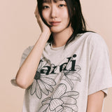 MARDI MERCREDI 2502 小雏菊百合三花短袖t恤 雾灰