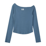 REST & RECREATION 2510 ONE SHOULDER LONG SLEEVE TOP - BLUE