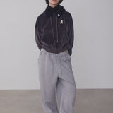 REST & RECREATION 2510 VELVET CROPPED HOODIE - CHARCOAL
