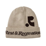 REST & RECREATION 2411 LOGO FOLDING BEANIE - BEIGE