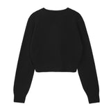 REST & RECREATION 2411 WOOL V-NECK CROPPED KNIT - BLACK
