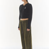 REST & RECREATION 2411 WOOL V-NECK CROPPED KNIT - BLACK