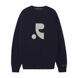 REST & RECREATION 2411 OVERSIZED JACQUARD KNIT TOP - NAVY