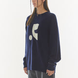 REST & RECREATION 2411 OVERSIZED JACQUARD KNIT TOP - NAVY