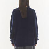 REST & RECREATION 2411 OVERSIZED JACQUARD KNIT TOP - NAVY