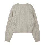 REST & RECREATION 2412 WOOL FISHERMAN KNIT CARDIGAN - IVORY