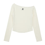 REST & RECREATION 2411 ONE SHOULDER LONG SLEEVE TOP-CREAM