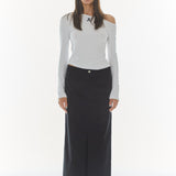 REST & RECREATION 2411 ONE SHOULDER LONG SLEEVE TOP-WHITE