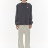 REST & RECREATION 2412 OVERSIZED WAFFLE CREWNECK T-SHIRT - CHARCOAL