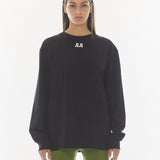 REST & RECREATION 2411 LOGO OVERSIZED LONG SLEEVE T-SHIRI - BLACK