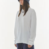 REST & RECREATION 2411 LOGO OVERSIZED LONG SLEEVE T-SHIRI - WHITE