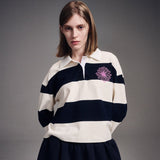 MARDI MERCREDI 2503 RUGBY SHIRT STRIPE FLOWER_IVORY NAVY