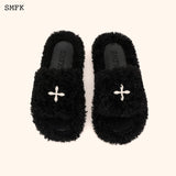 SMFK SS2310 黑丝绒毛毛拖鞋(偏大)