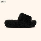SMFK SS2310 黑丝绒毛毛拖鞋(偏大)