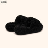 SMFK SS2310 黑丝绒毛毛拖鞋(偏大)