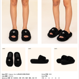 SMFK SS2310 黑丝绒毛毛拖鞋(偏大)