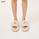 SMFK SS2402 白丝绒毛毛拖鞋