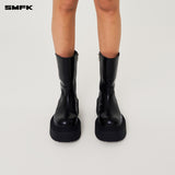 SMFK 2504 雕像皮质马靴女鞋/荒野黑