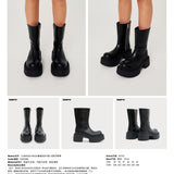 SMFK 2504 雕像皮质马靴女鞋/荒野黑