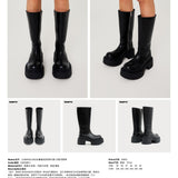 SMFK 2504 雕像皮质高筒马靴女鞋/荒野黑