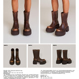 SMFK 2506 雕像手工擦色皮质马靴女鞋 野马棕