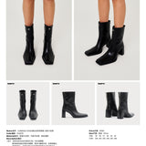 SMFK 2504 舞台皮质高跟靴女鞋/午夜黑