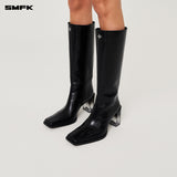 SMFK 2504 舞台皮质高筒靴女鞋/午夜黑