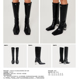 SMFK 2504 舞台皮质高筒靴女鞋/午夜黑