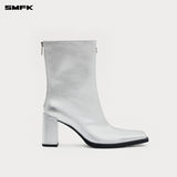 SMFK 2504 舞台皮质高跟靴女鞋/星空银