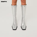 SMFK 2504 舞台皮质高筒靴女鞋/星空银