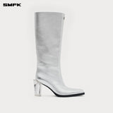 SMFK 2504 舞台皮质高筒靴女鞋/星空银