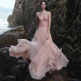 SHEER LUCK 2502 轻奢手工珠花修身包裹式缎面吊带裙 干枯玫瑰