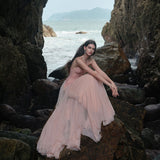 SHEER LUCK 2502 轻奢手工珠花修身包裹式缎面吊带裙 干枯玫瑰