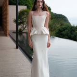 SHEER LUCK 2502 轻奢手工珠花修身包裹式缎面吊带+半裙