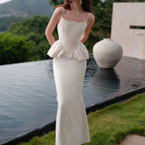 SHEER LUCK 2502 轻奢手工珠花修身包裹式缎面吊带+半裙