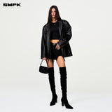 SMFK 2501 野马擦色皮质西装 荒野黑