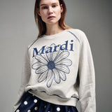 MARDI MERCREDI 2503 SWEATSHIRT RAGLAN FLOWERMARDI_OATMEAL BLUE