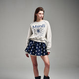 MARDI MERCREDI 2503 SWEATSHIRT RAGLAN FLOWERMARDI_OATMEAL BLUE