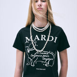 MARDI MERCREDI 2503 SLIM TSHIRT SWING THE TAIL DDANJI FLOWER CHOKER_BLACK IVORY